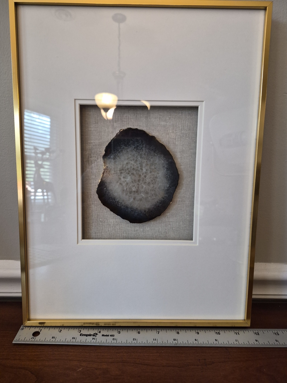 Gold Framed Shadow Box Agate Crystal Wall Art H15.75in By W11.75in